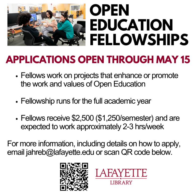 Apply for an Open Education Fellowship · Libraries · Lafayette College